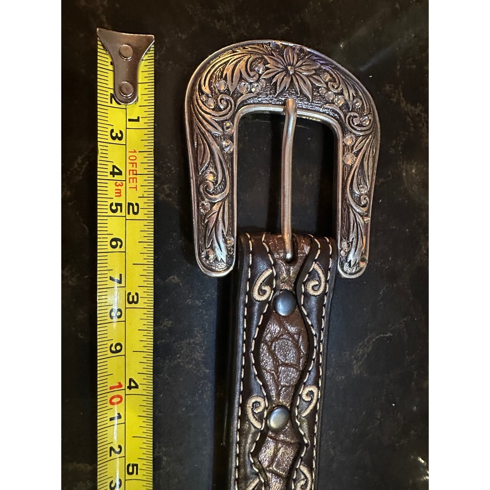 Ariat Kids Brown Western Belt Rhinestone Cross Studded Buckle Size 28 A1302802